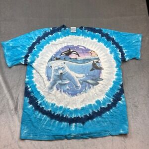VTG 1997 Liquid Blue Polar Bear Tie Dye T Shirt Made In USA Mens XXL